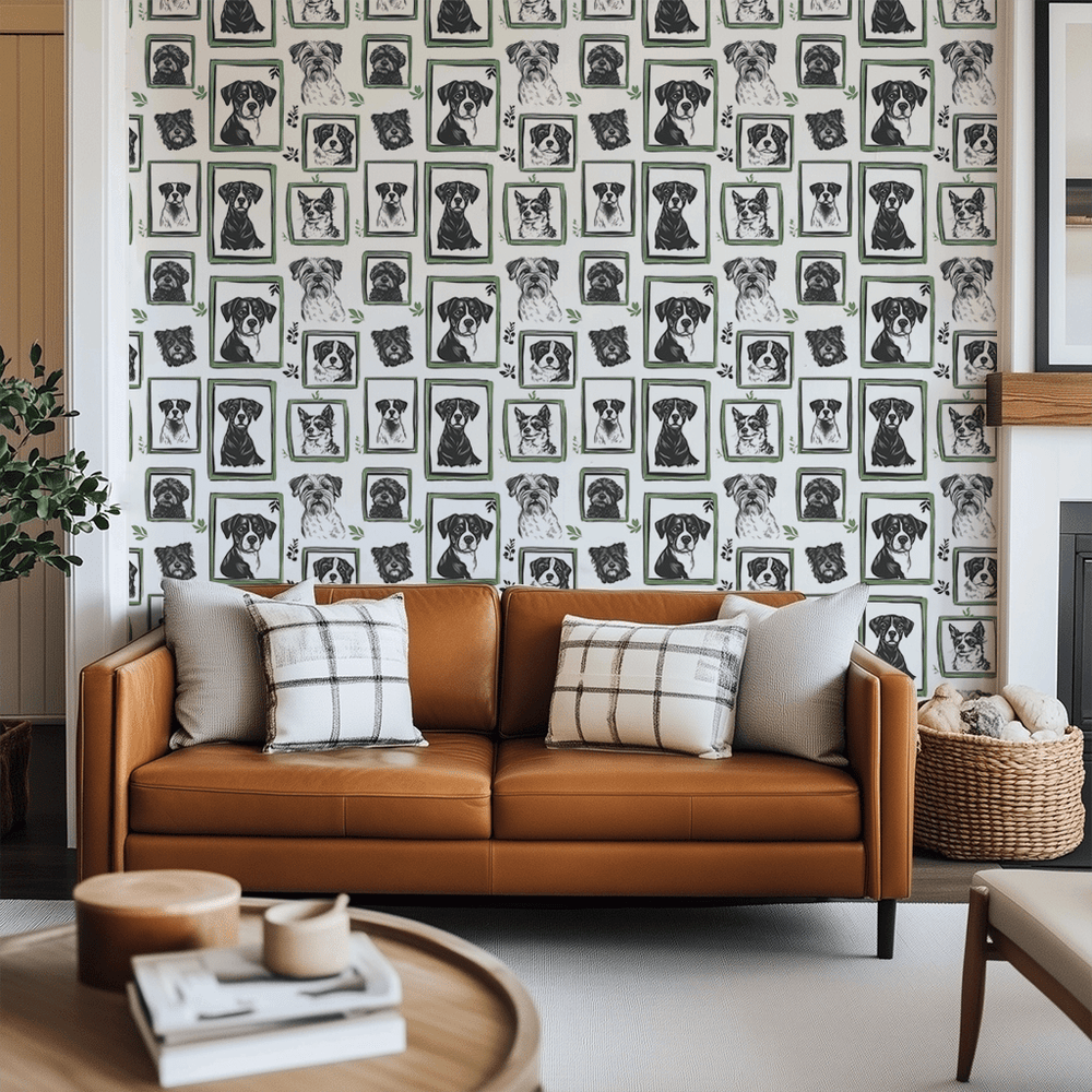 Canine Cameos Wallpaper - Painted Paper