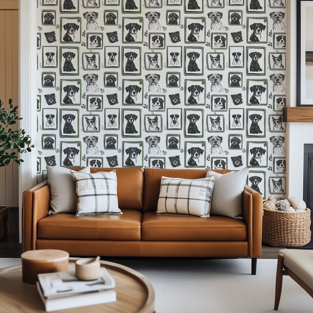 Canine Cameos Wallpaper - Painted Paper