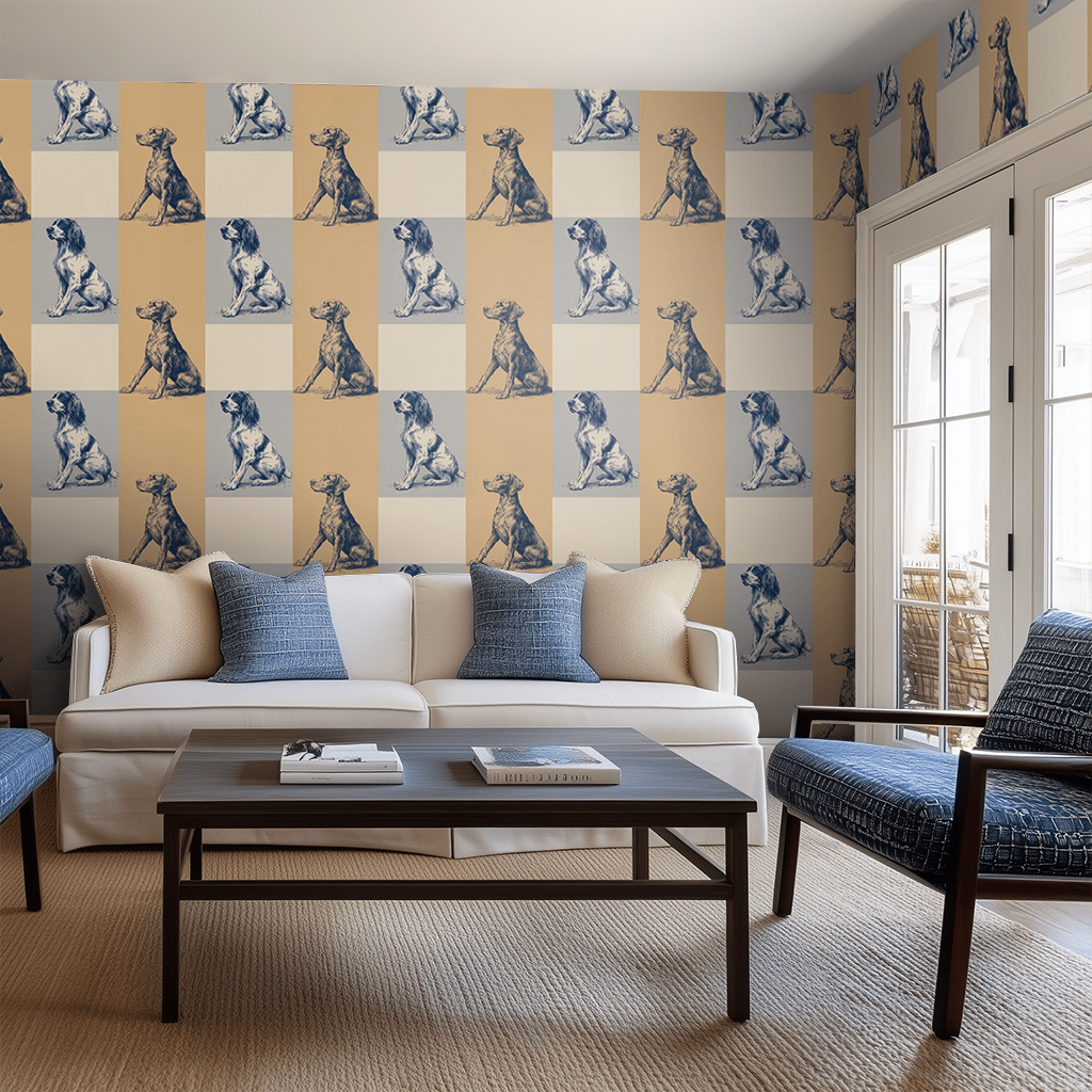 Canine Check Wallpaper - Painted Paper