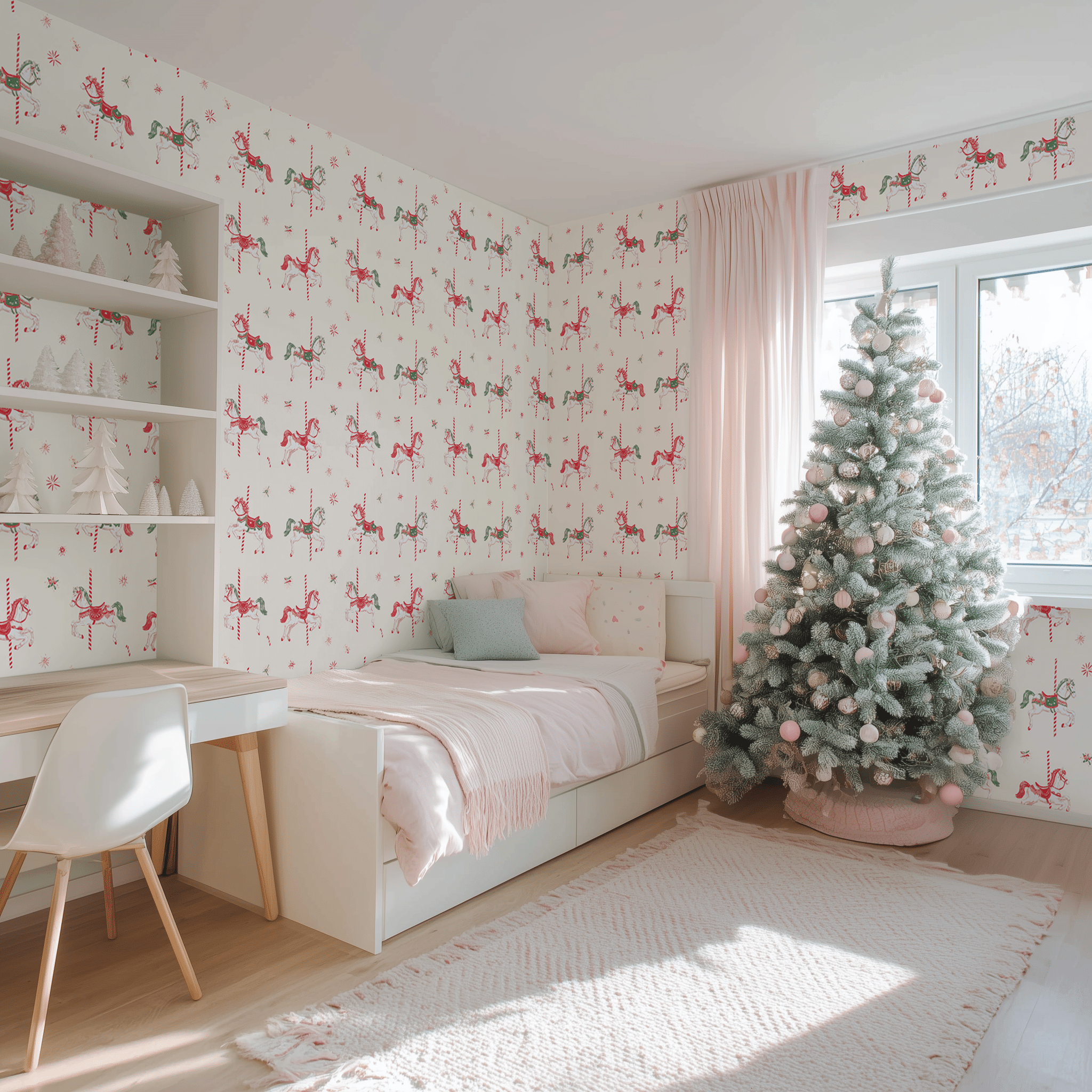 Carousel Christmas Wallpaper - Painted Paper