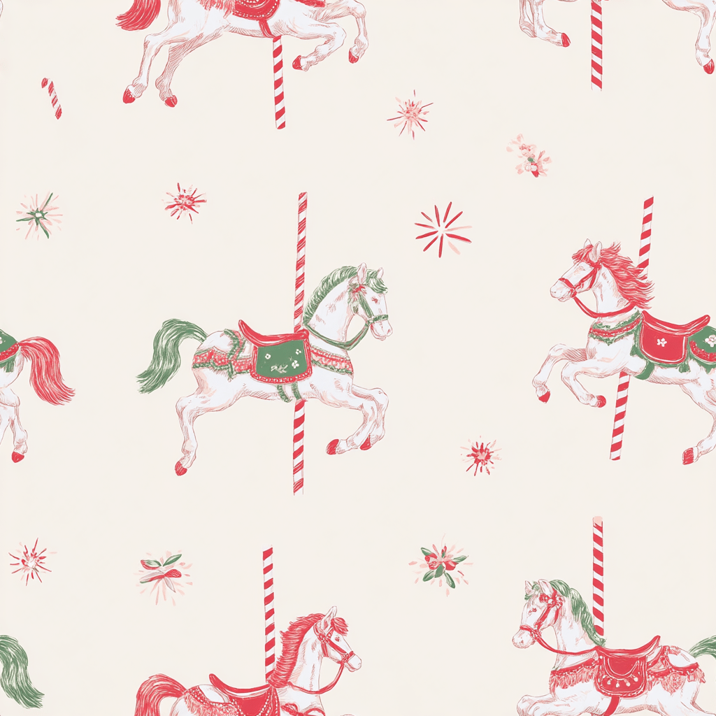 Carousel Christmas Wallpaper - Painted Paper