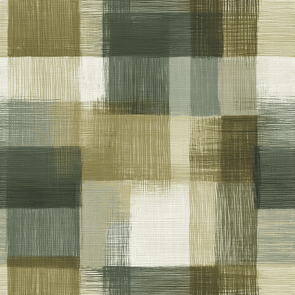 Carter Olive Plaid Wallpaper - Painted Paper