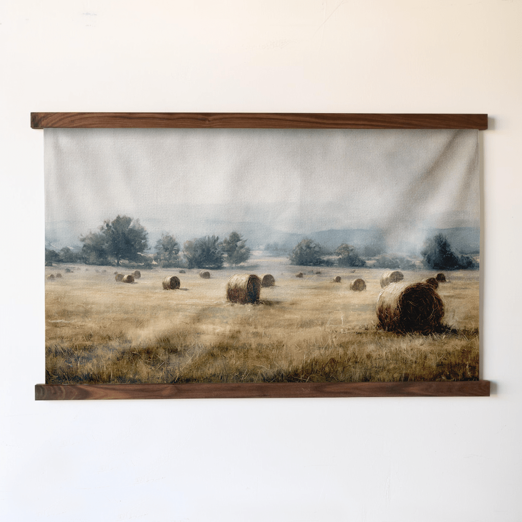 Chasing Hay Bales - Tapestry - Painted Paper