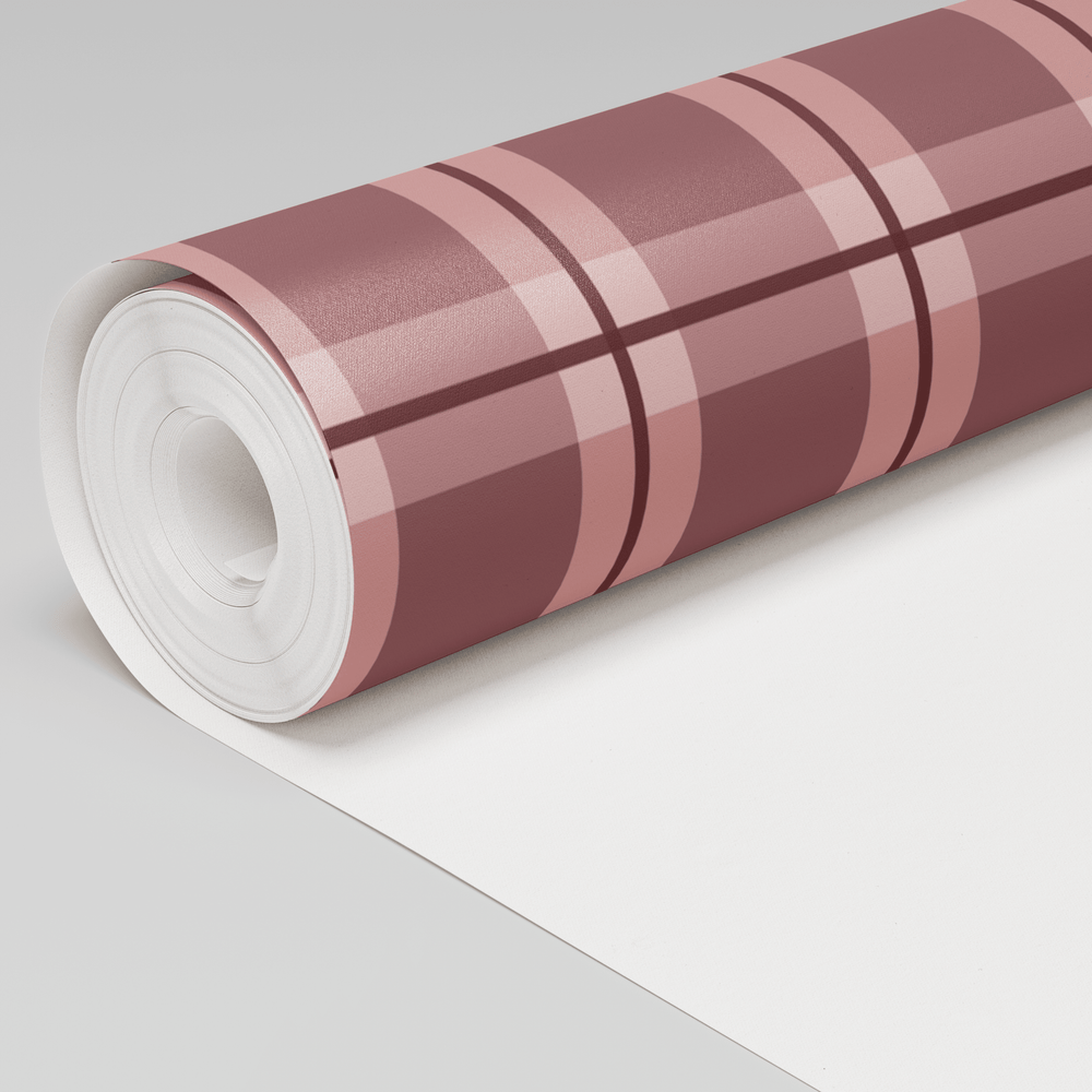Check Please! - Burgundy Wallpaper - Painted Paper