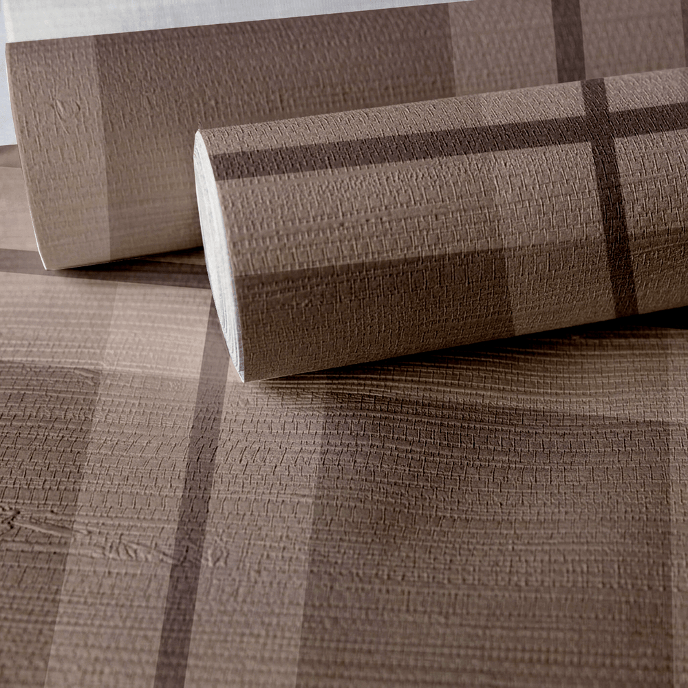 Check Please! - Chocolate Faux Grasscloth Wallpaper - Painted Paper