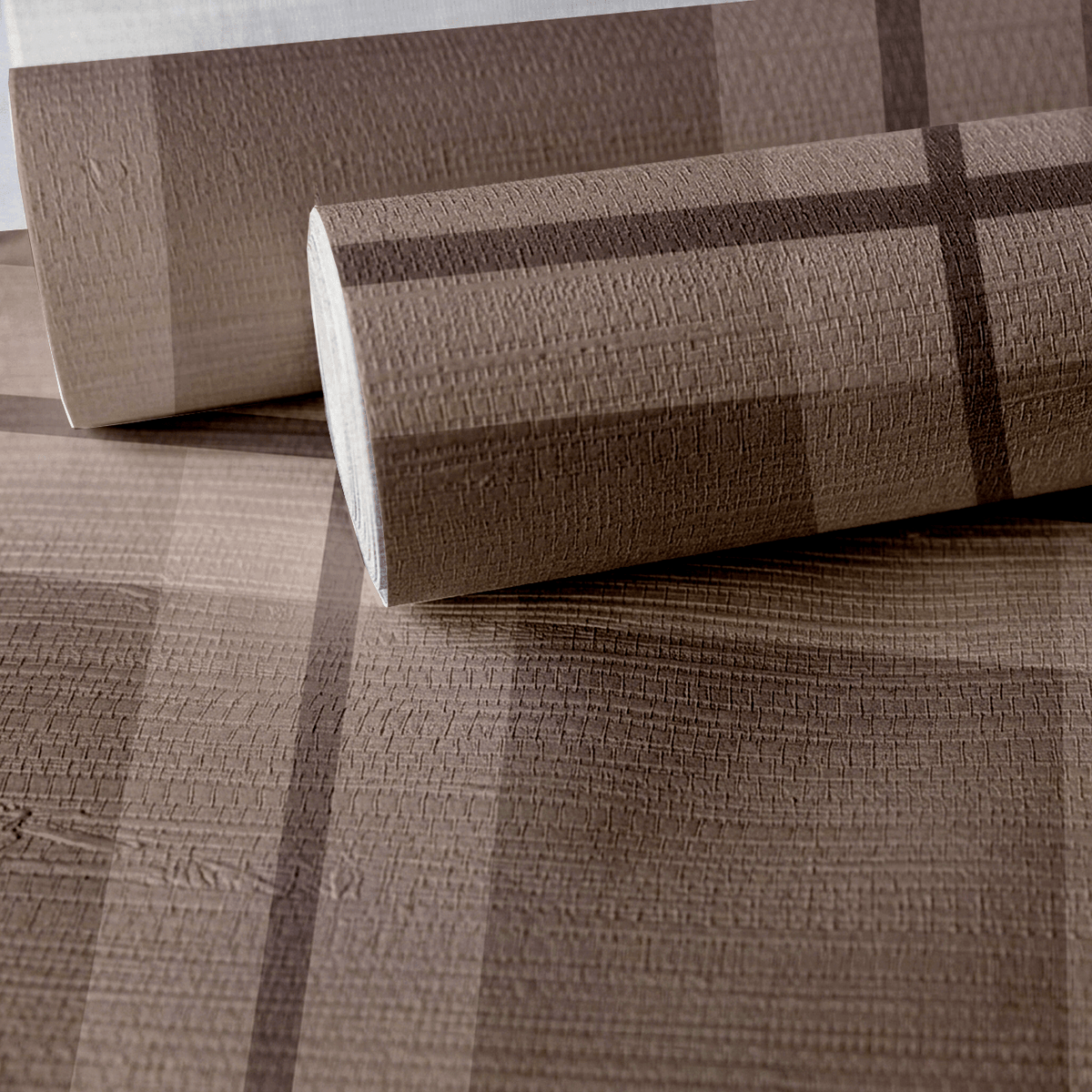 Check Please! - Chocolate Faux Grasscloth Wallpaper - Painted Paper