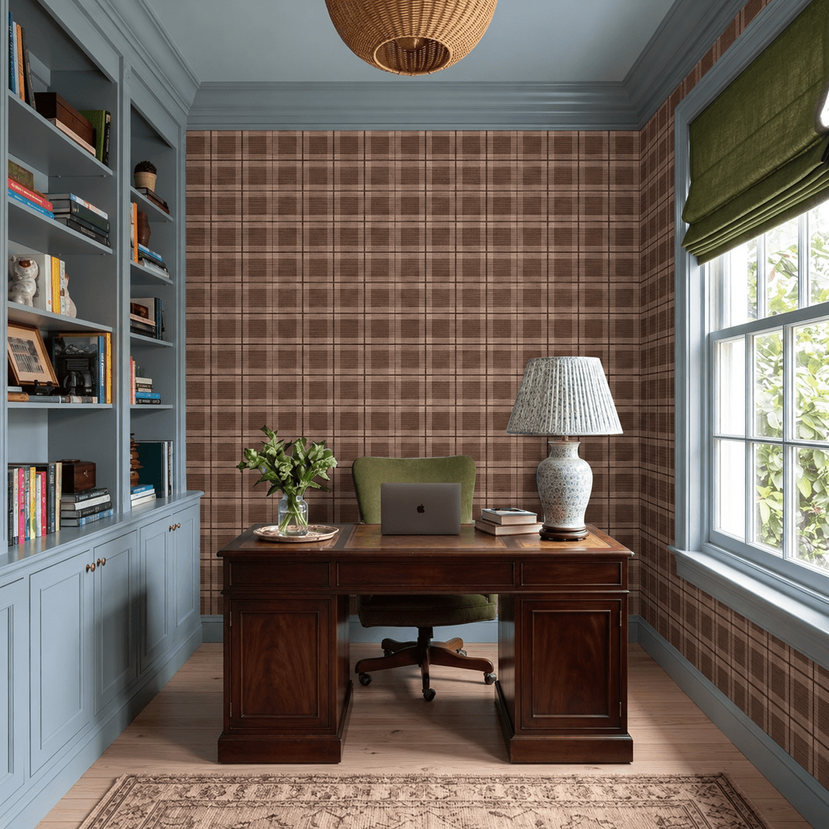 Check Please! - Chocolate Faux Grasscloth Wallpaper - Painted Paper