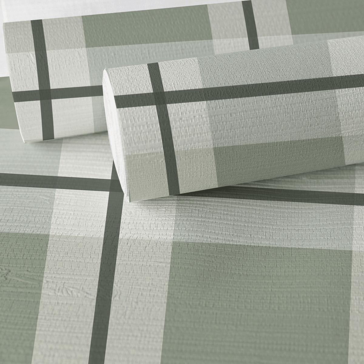 Check Please! - Green Faux Grasscloth Wallpaper - Painted Paper