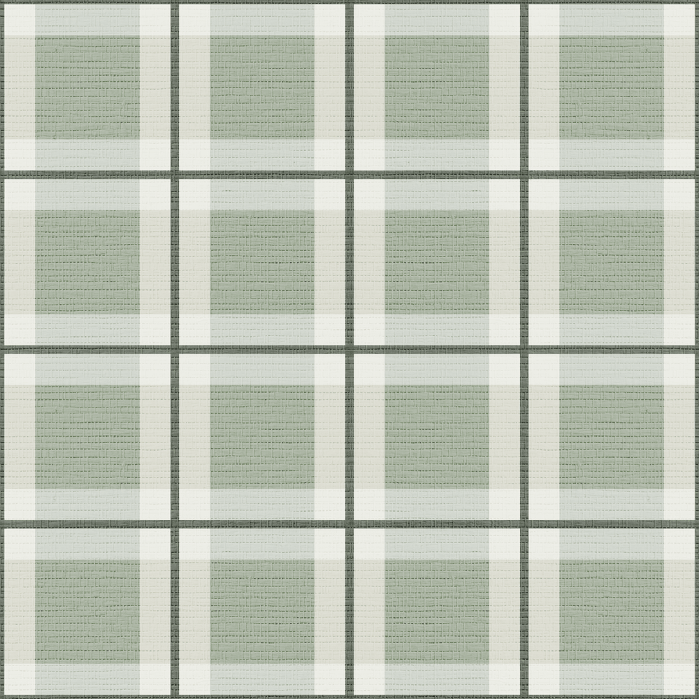 Check Please! - Green Faux Grasscloth Wallpaper - Painted Paper