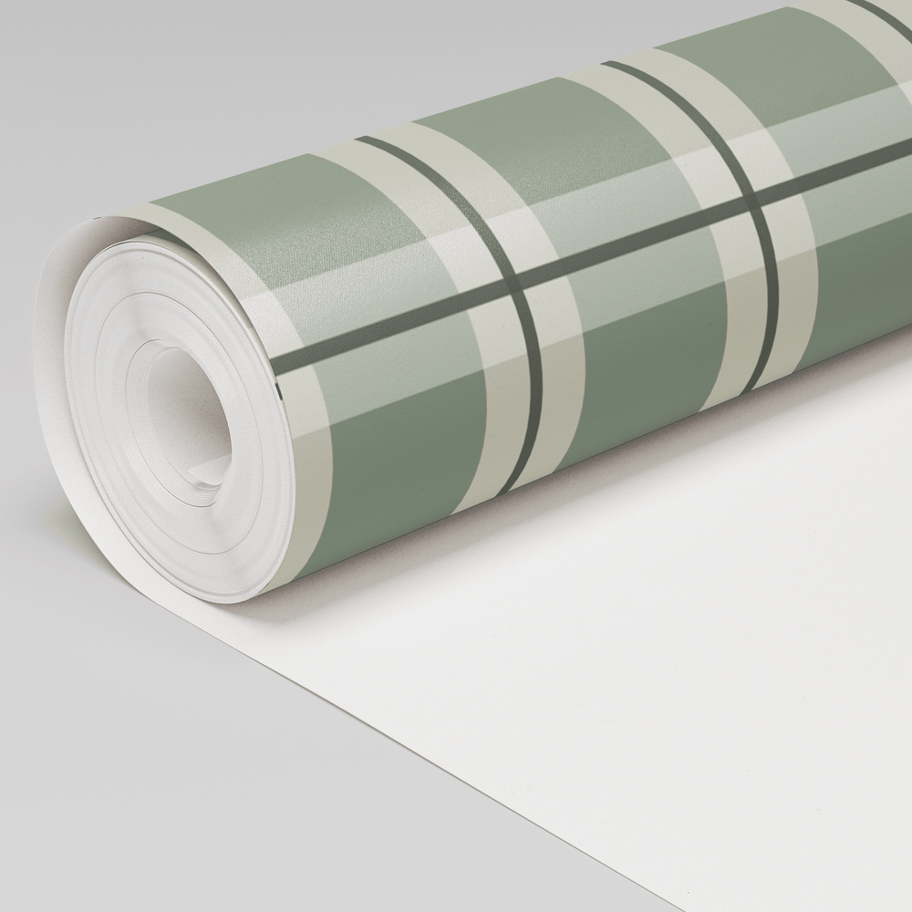 Check Please! - Green Wallpaper - Painted Paper