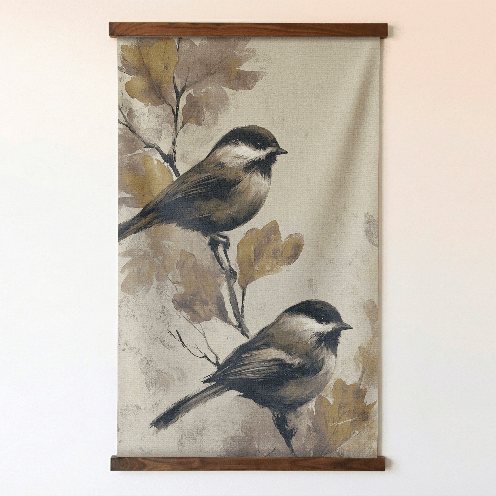 Chickadee Gathering - Tapestry - Painted Paper