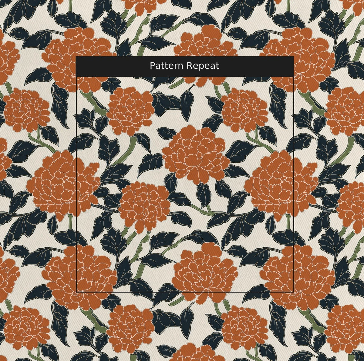 Chrysanthemum Night - Fabric - Painted Paper
