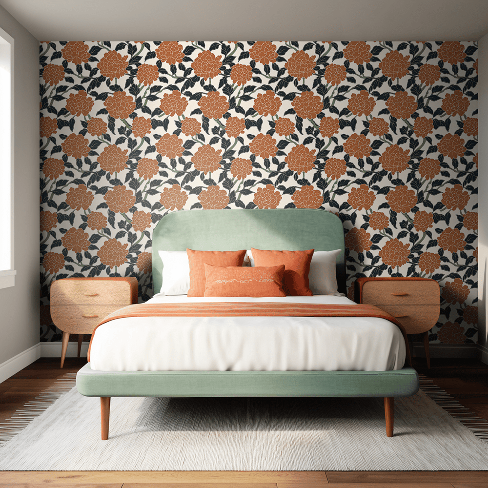 Chrysanthemum Noir Wallpaper - Painted Paper