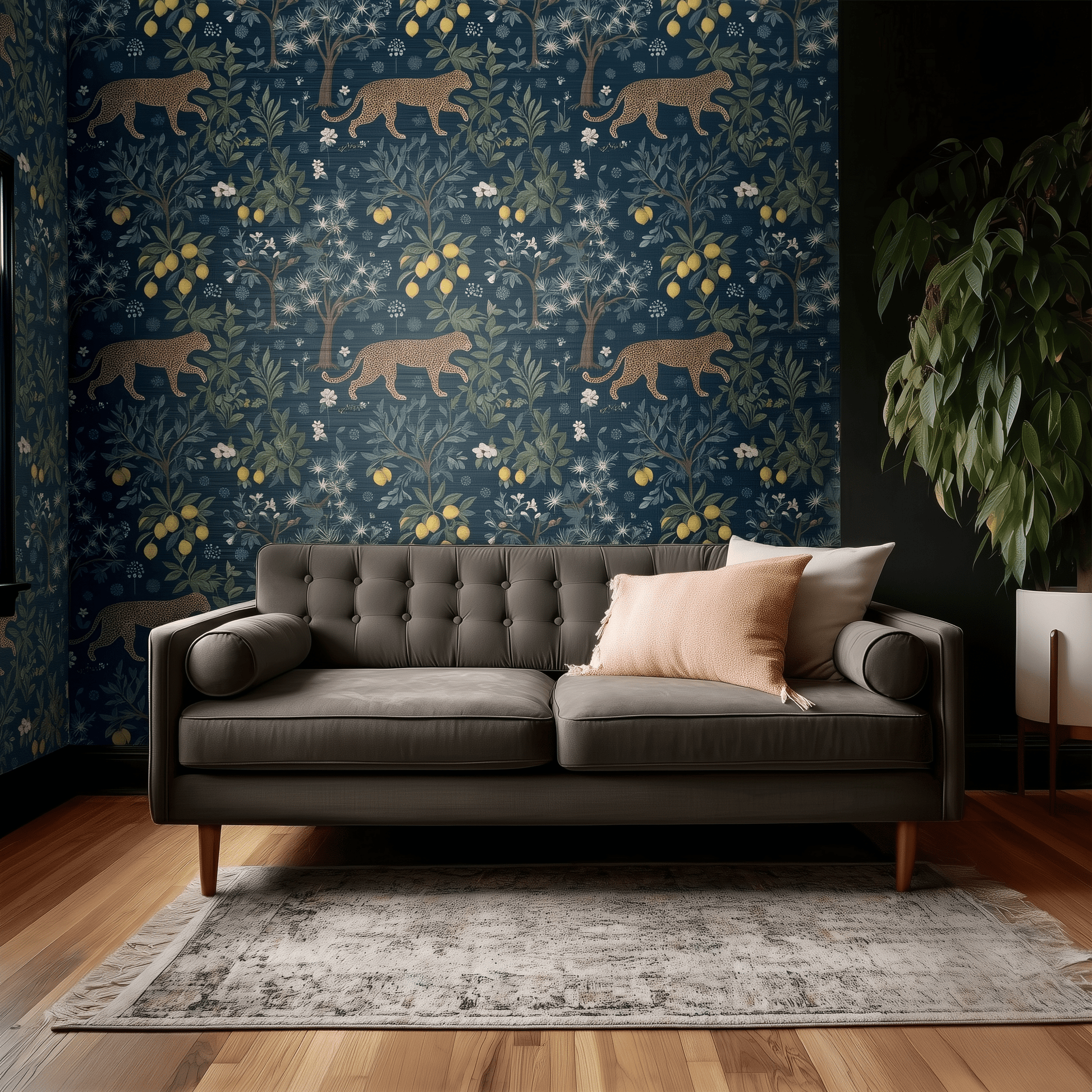 Citrus Panthera Faux Grasscloth Wallpaper - Painted Paper