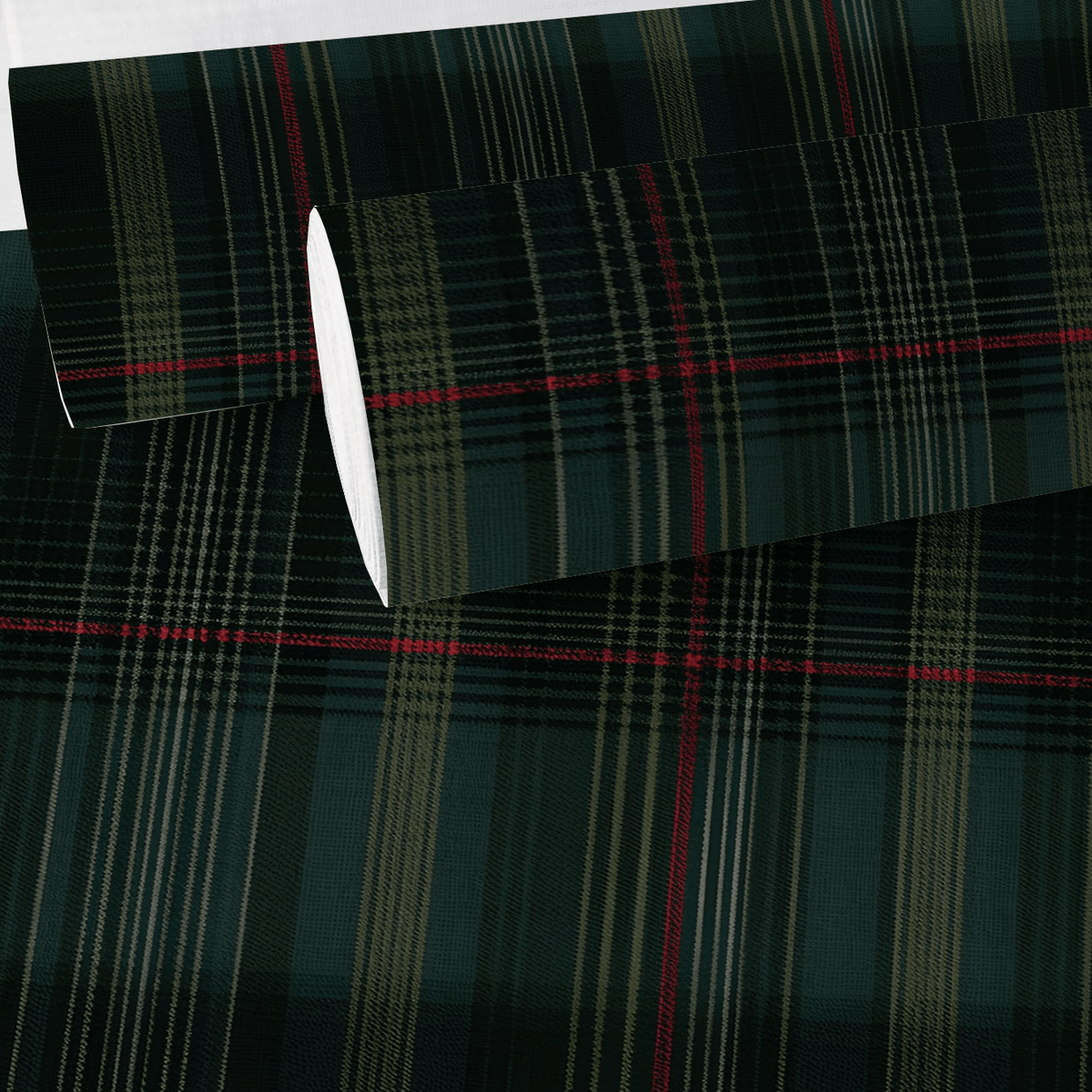 Classic Green Tartan Faux Grasscloth Wallpaper - Painted Paper
