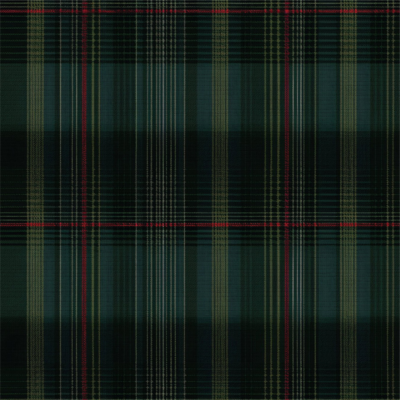 Classic Green Tartan Faux Grasscloth Wallpaper