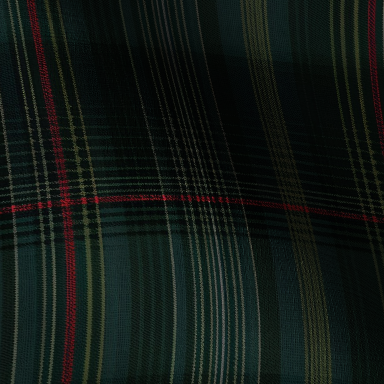 Classic Green Tartan Faux Grasscloth Wallpaper