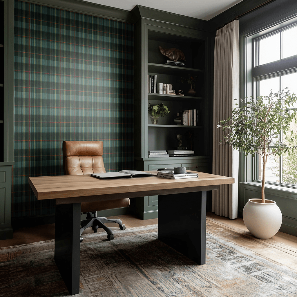 Classic Green Tartan Wallpaper - Painted Paper