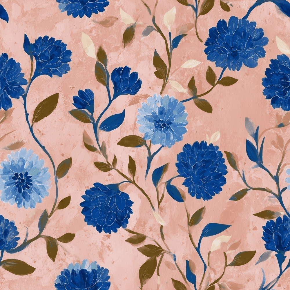 Cobalt Flora Wallpaper - Painted Paper