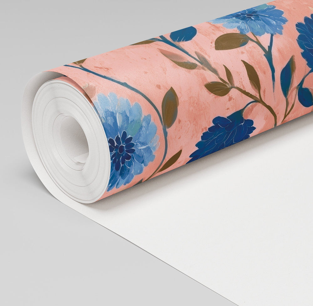 Cobalt Flora Wallpaper - Painted Paper