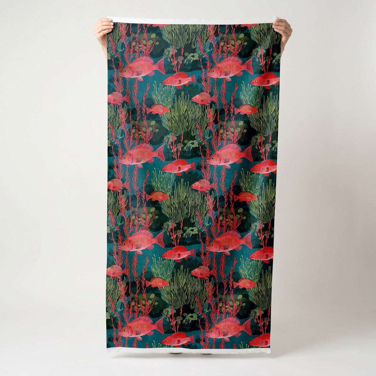 Coral Current - Fabric - Painted Paper