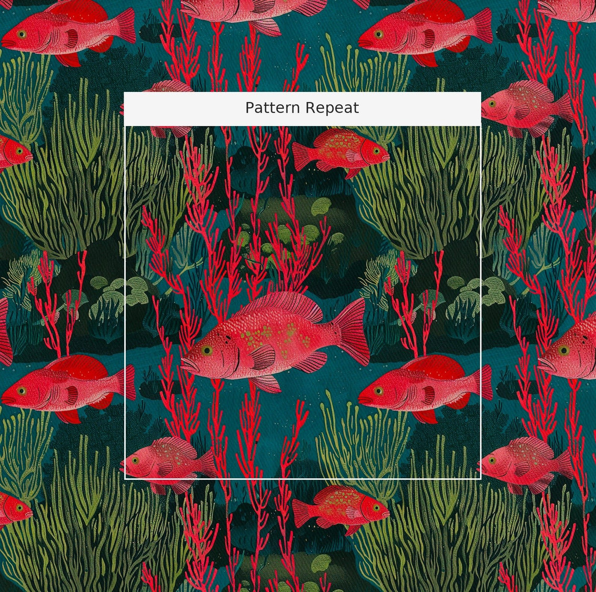 Coral Current - Fabric - Painted Paper
