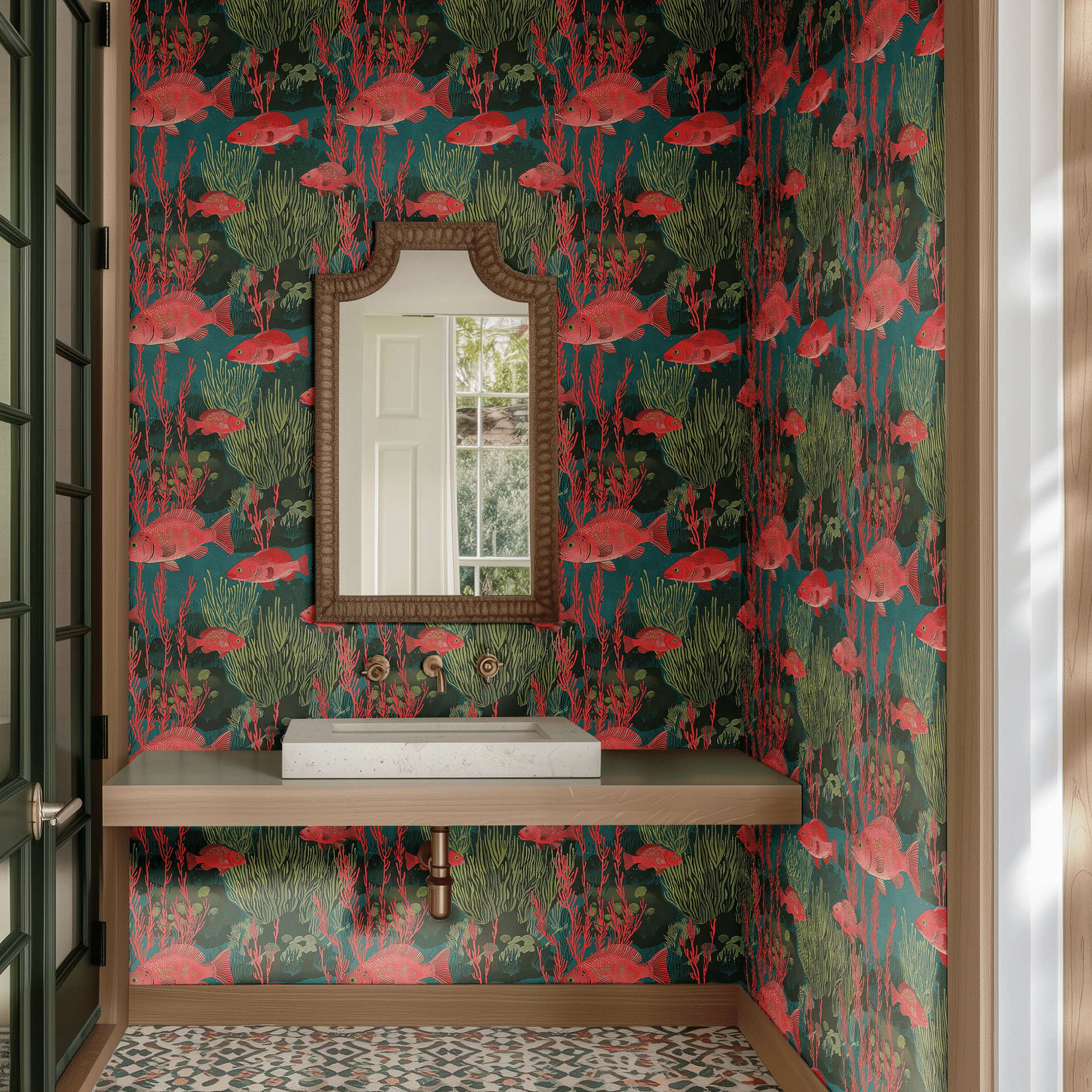 Coral Current Wallpaper - Painted Paper