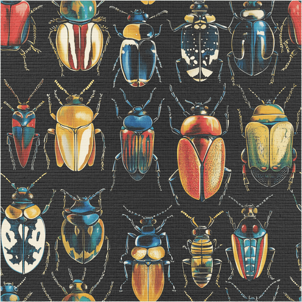 Corvus Beetles Faux Grasscloth Wallpaper - Painted Paper