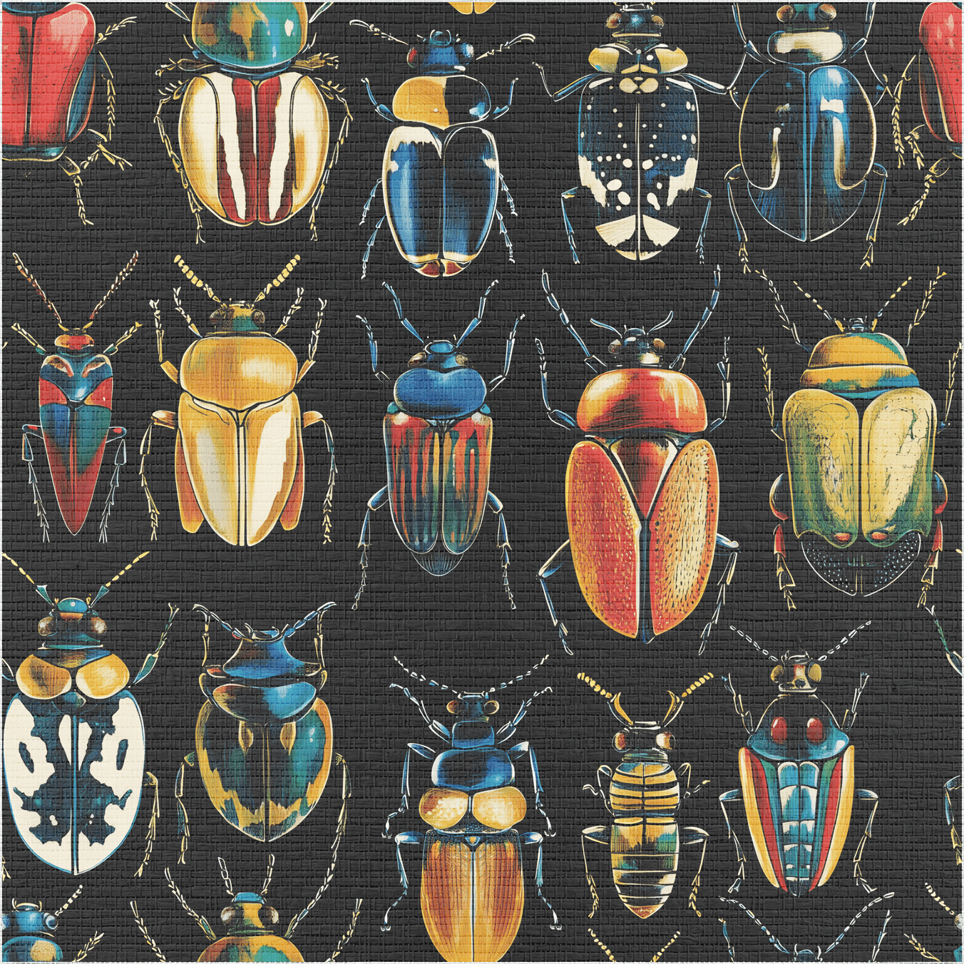 Corvus Beetles Faux Grasscloth Wallpaper - Painted Paper