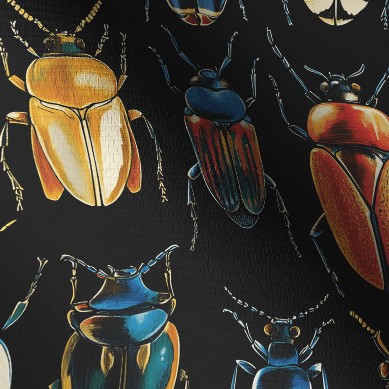 Corvus Beetles Faux Grasscloth Wallpaper - Painted Paper