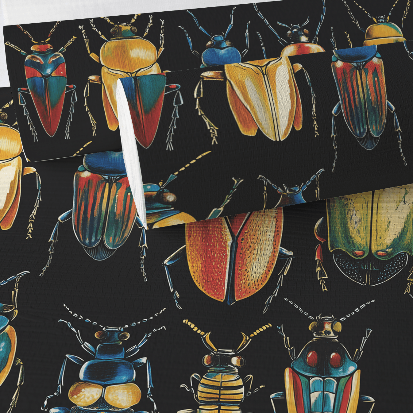 Corvus Beetles Faux Grasscloth Wallpaper - Painted Paper