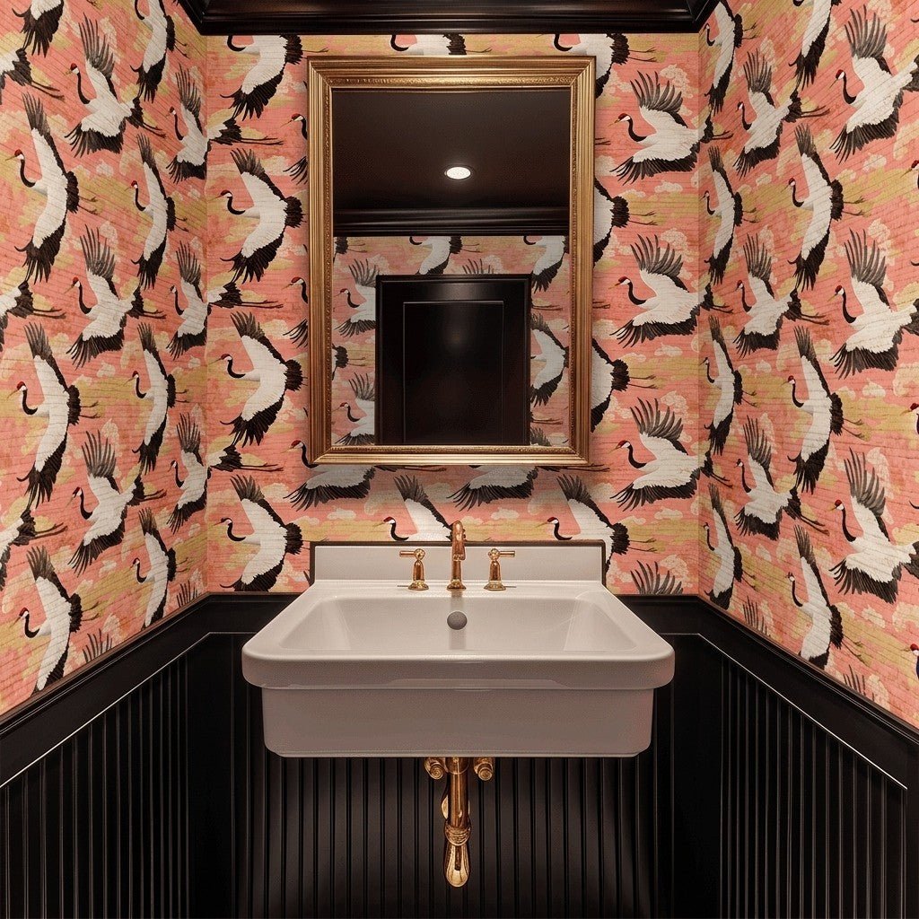Crane Ballet Faux Grasscloth Wallpaper - Painted Paper