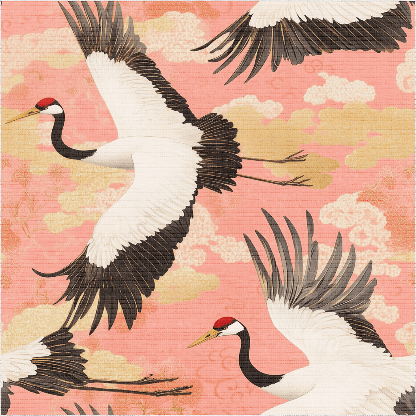 Crane Ballet Faux Grasscloth Wallpaper - Painted Paper