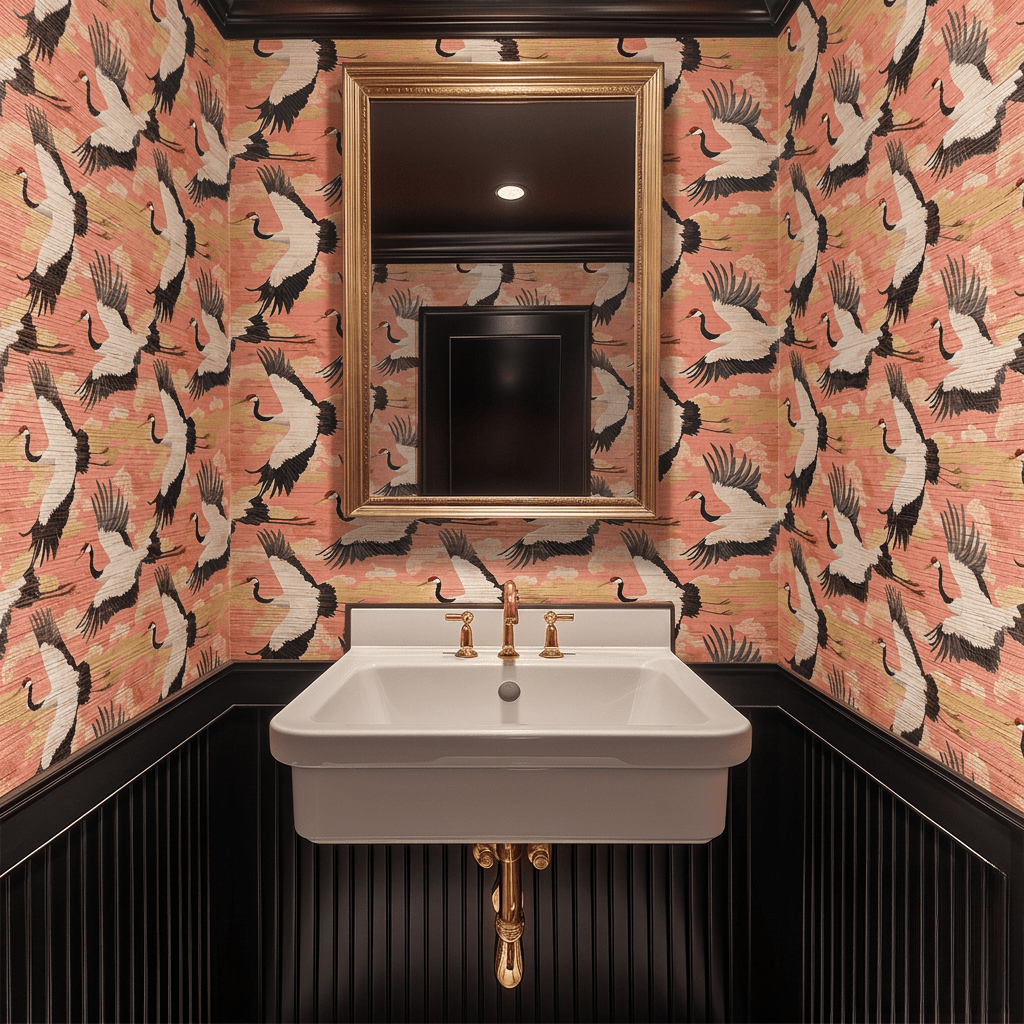 Crane Ballet Faux Grasscloth Wallpaper - Painted Paper
