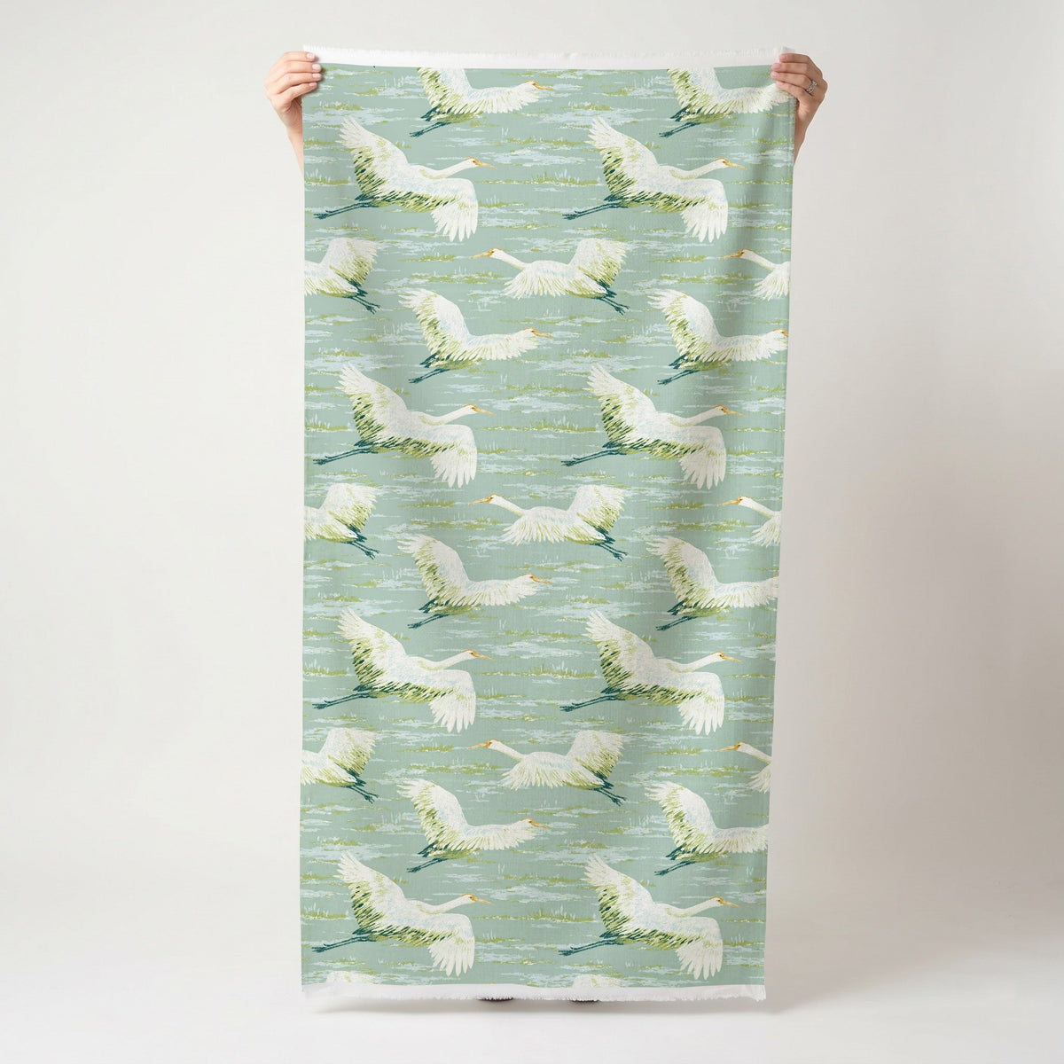 Cranes in Flight - Fabric - Painted Paper