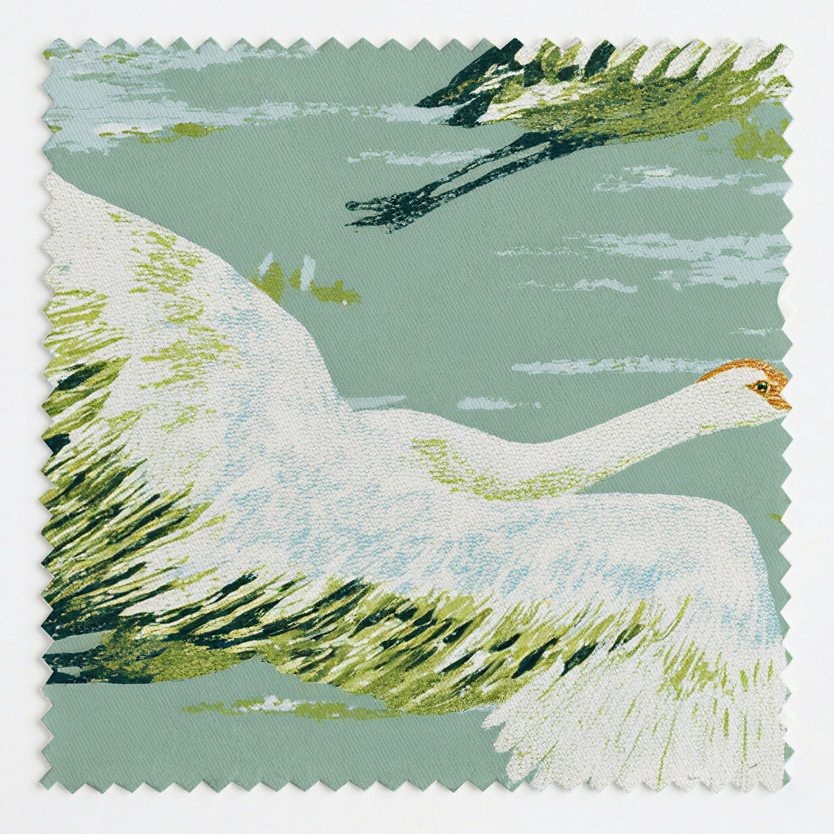Cranes in Flight - Fabric - Painted Paper