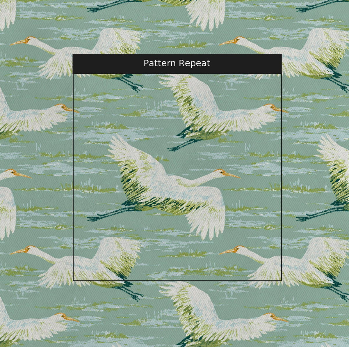 Cranes in Flight - Fabric - Painted Paper