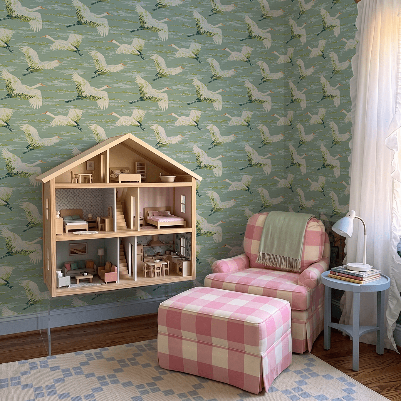 Cranes in Flight Wallpaper - Painted Paper
