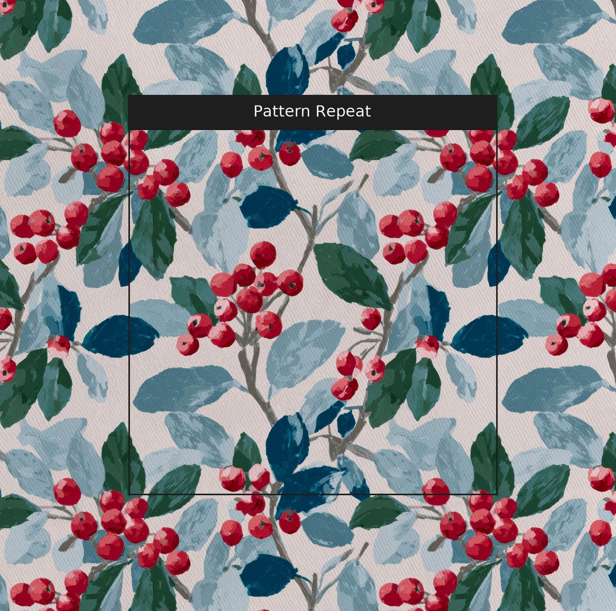 Crimson Berries - Fabric - Painted Paper