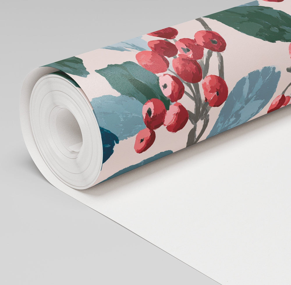 Crimson Berries Wallpaper - Painted Paper