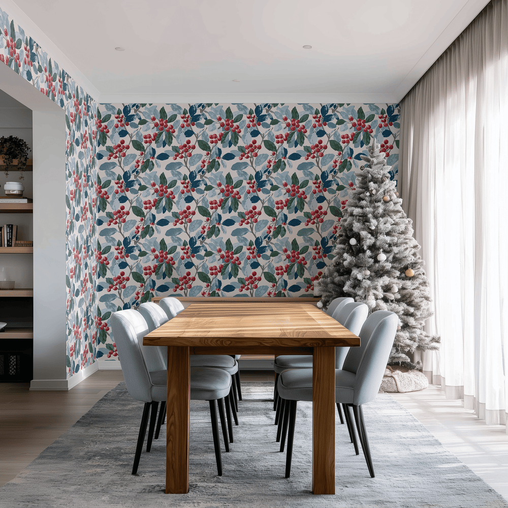 Crimson Berries Wallpaper - Painted Paper