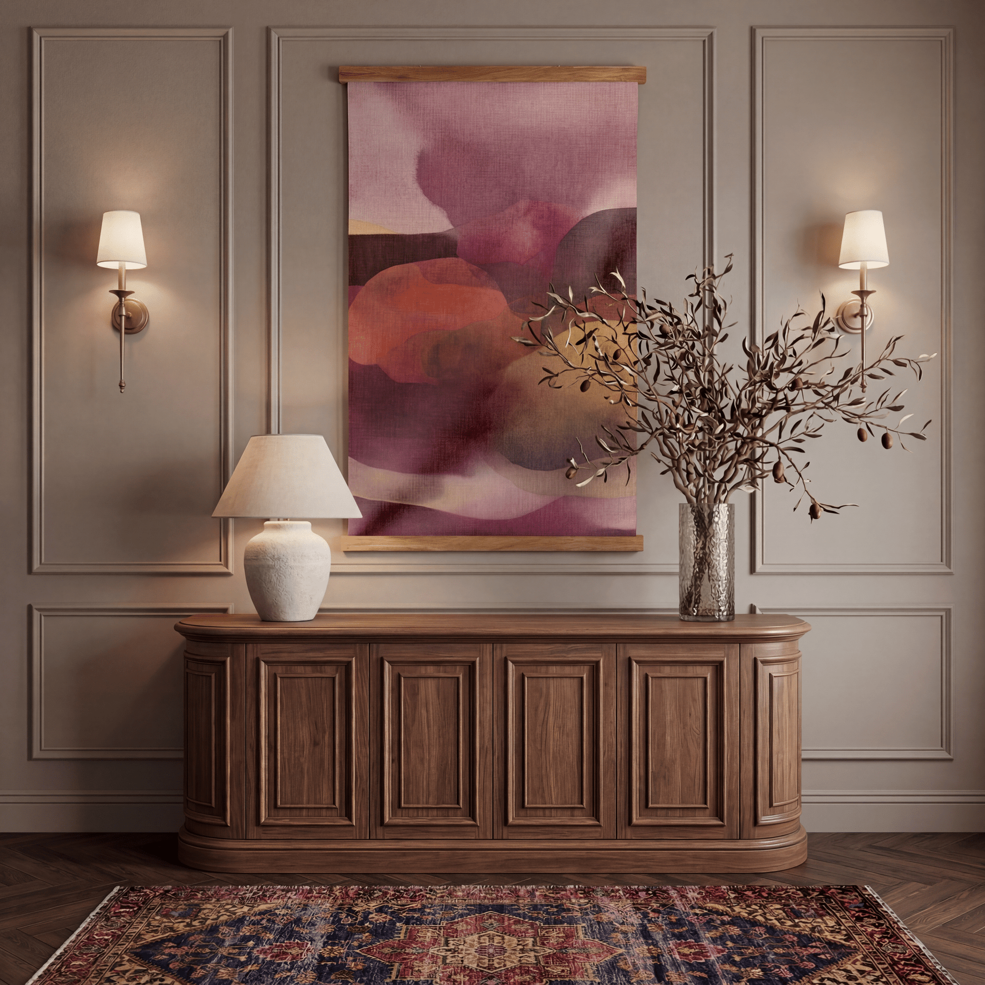 Crimson Haze - Tapestry - Painted Paper