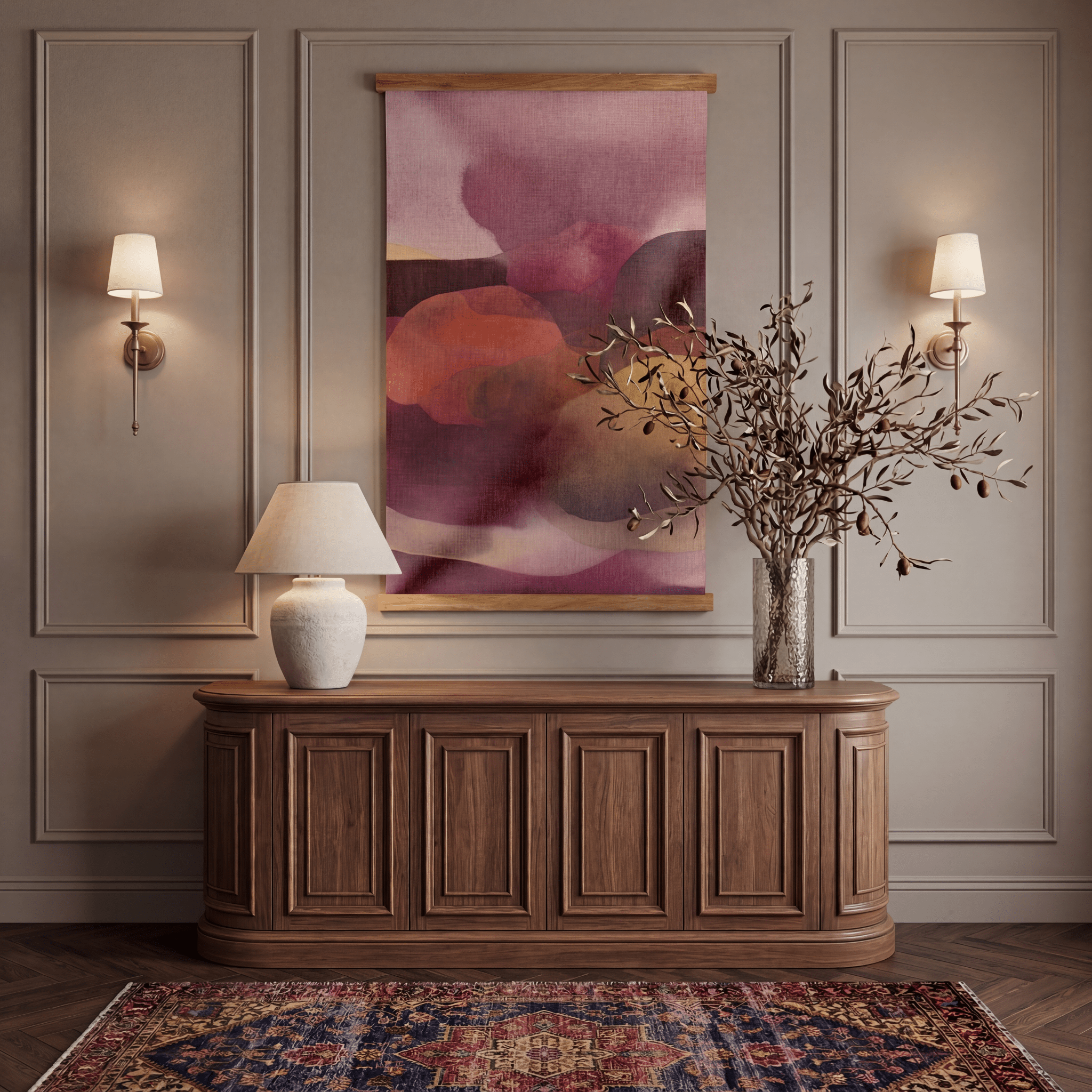 Crimson Haze - Tapestry - Painted Paper