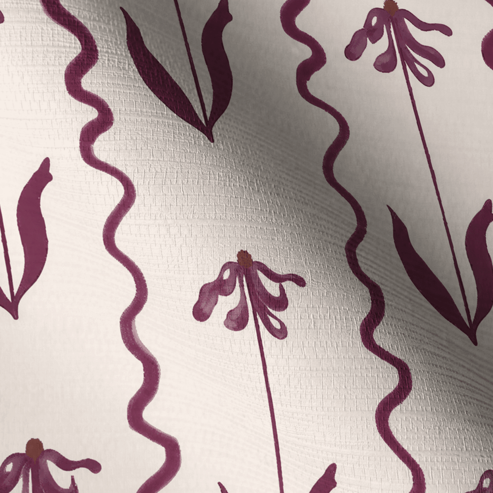 Curtsy - Burgundy Faux Grasscloth Wallpaper - Painted Paper