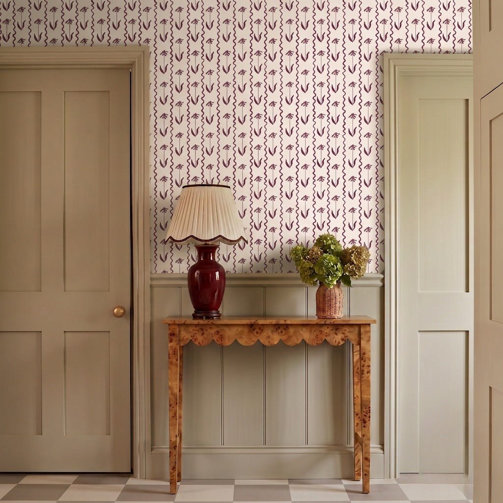 Curtsy - Burgundy Wallpaper - Painted Paper