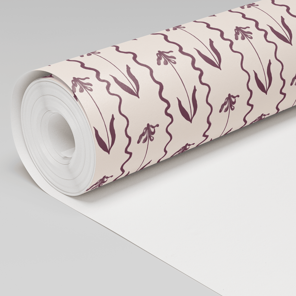 Curtsy - Burgundy Wallpaper - Painted Paper