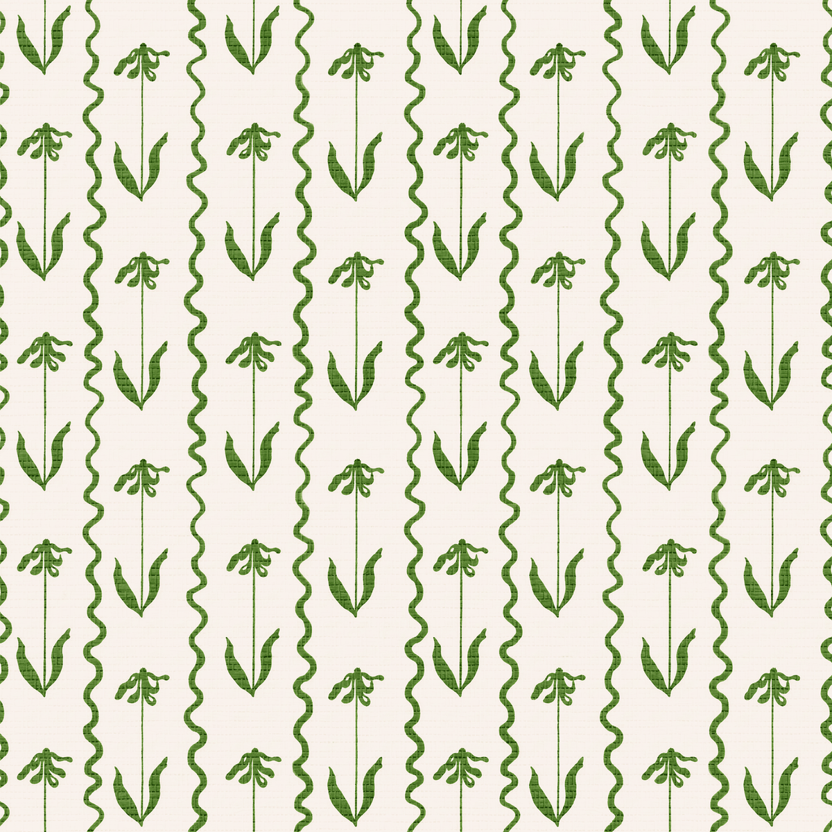 Curtsy - Green Faux Grasscloth Wallpaper - Painted Paper