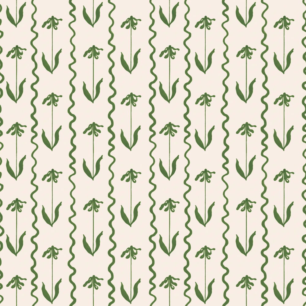 Curtsy - Green Wallpaper - Painted Paper