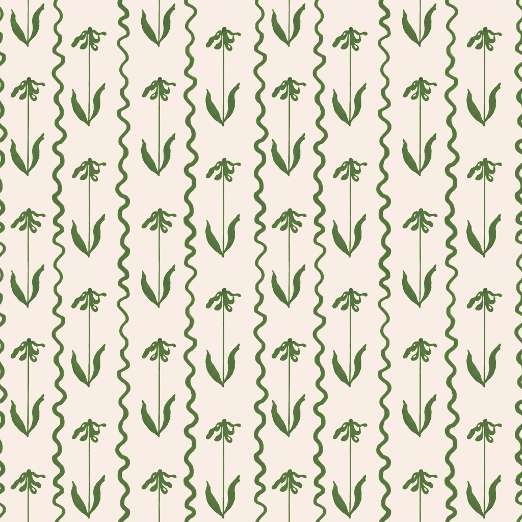 Curtsy - Green Wallpaper - Painted Paper