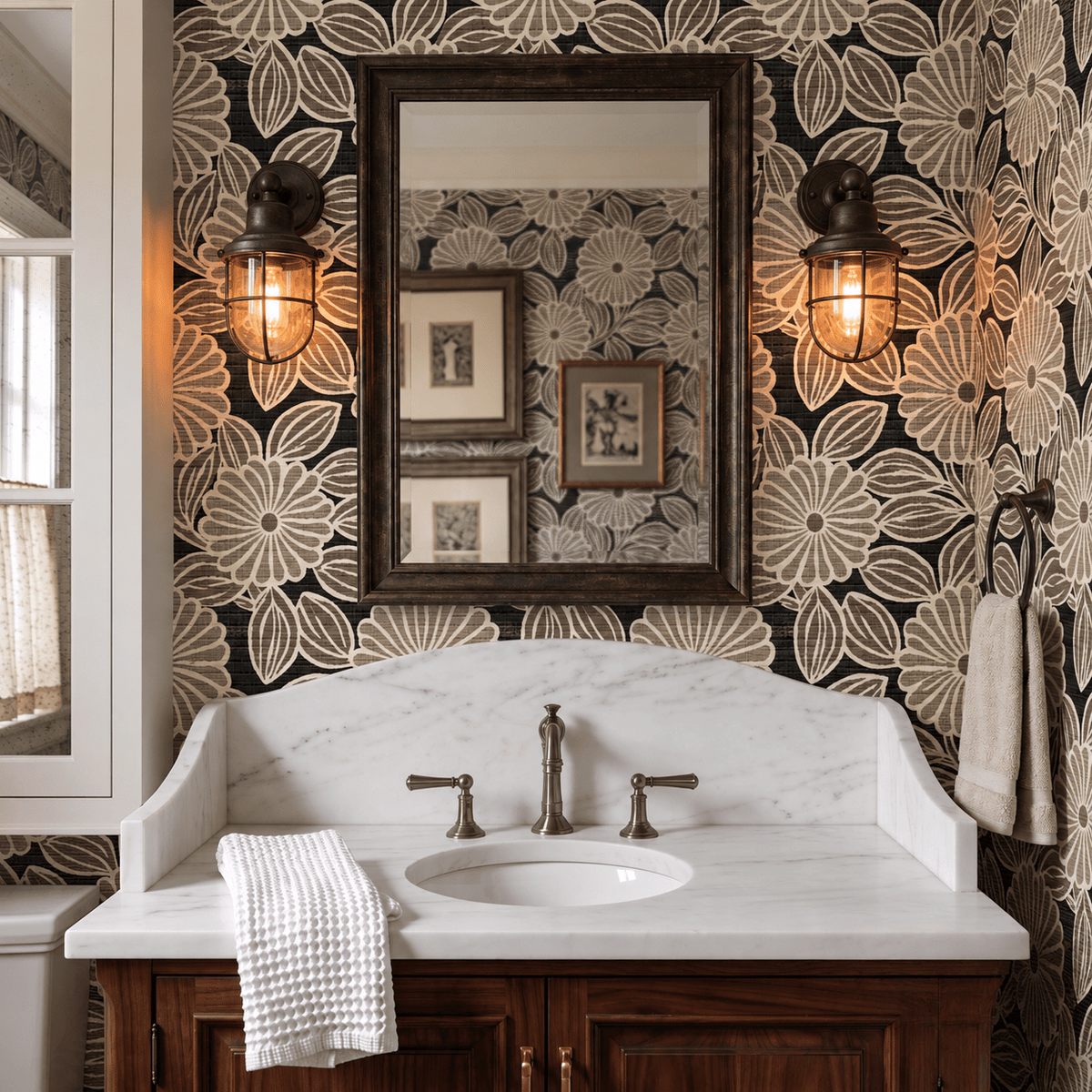 Daisy After Dark Faux Grasscloth Wallpaper - Painted Paper